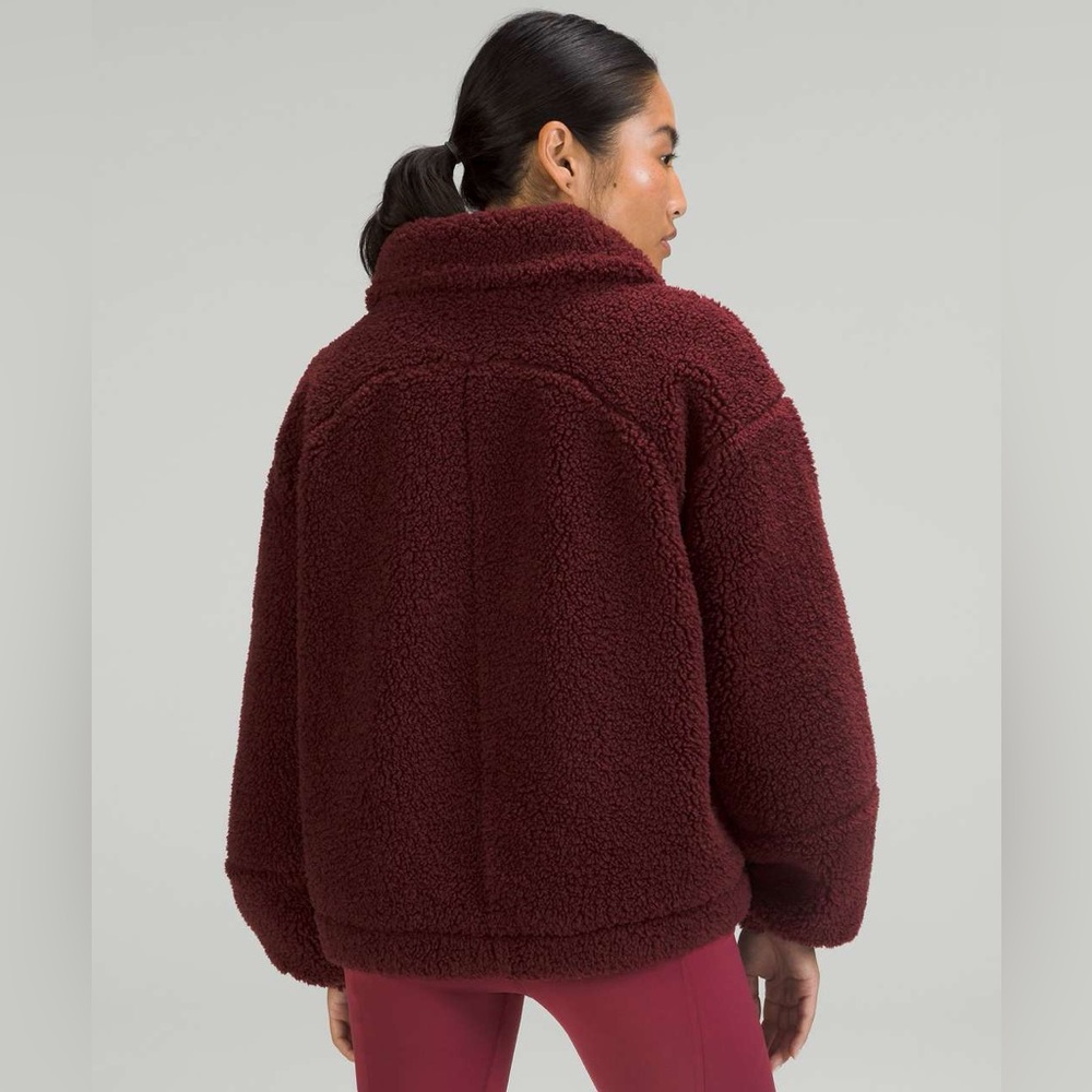 Lululemon Cinchable fleece zip up size 8 red merlot - Picture 2 of 15